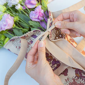 线描三色花篮干花提篮布艺花袋三色棉质粗布手提篮单件挎包高级感