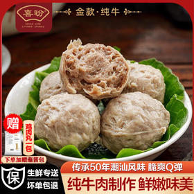 喜盼牛肉丸潮汕正宗手打汕头牛筋丸特产烧烤火锅食材空气炸锅牛肉丸子 金款（纯牛肉） 牛肉丸250g*2包牛筋丸250g*2包