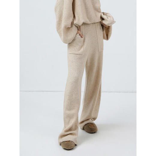 COCOBELLA简约特调花纱色香蕉阔腿裤女直筒针织休闲裤MZ7082 商品图3