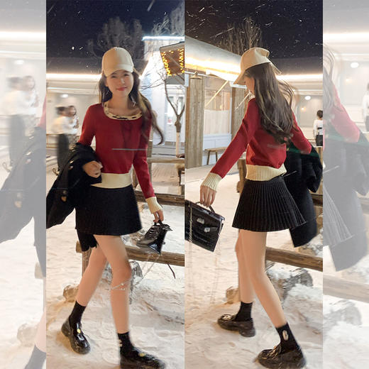 <曾小咸推荐>韩系百搭撞色领边毛织衫毛衣 商品图1