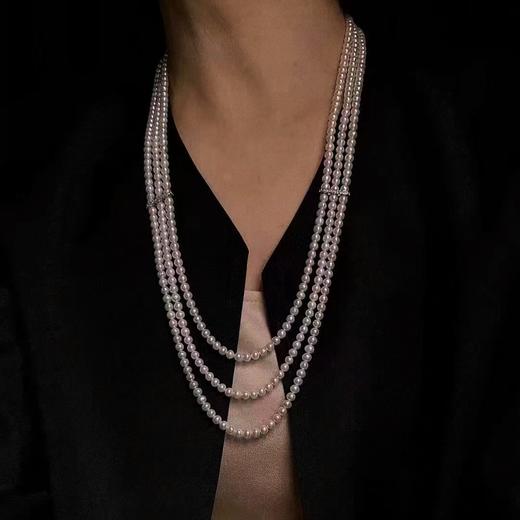 甄珠贝 奢牌珠宝感 淡水ji光正圆4-5mm三层毛衣链 总长约235cm 商品图6