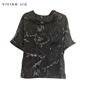VIVIAN LIU薇薇安刘R2433005夏女装新款时尚宽松印花真丝衬衫