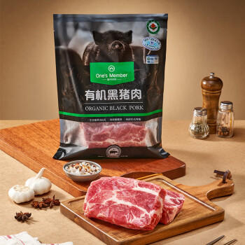 1号会员店（One's Member）有机黑猪梅花肉净重800g 猪颈肉 烤肉 烧烤食材 猪肉生鲜 商品图1
