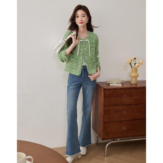 【年货节】熙世界小香风外套女秋款优雅毛边粗花呢短外套女 商品图2