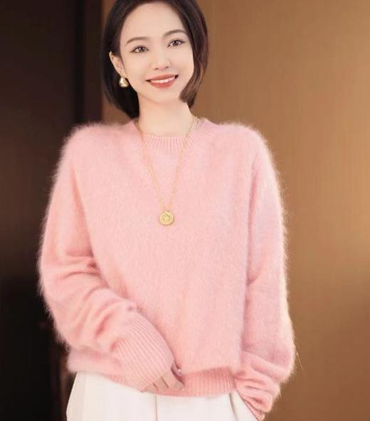 【阿琬同款】红莲 拉绒圆领羊绒衫套头衫 100%纯羊绒 软糯丝滑 显白 230g/件 商品图14