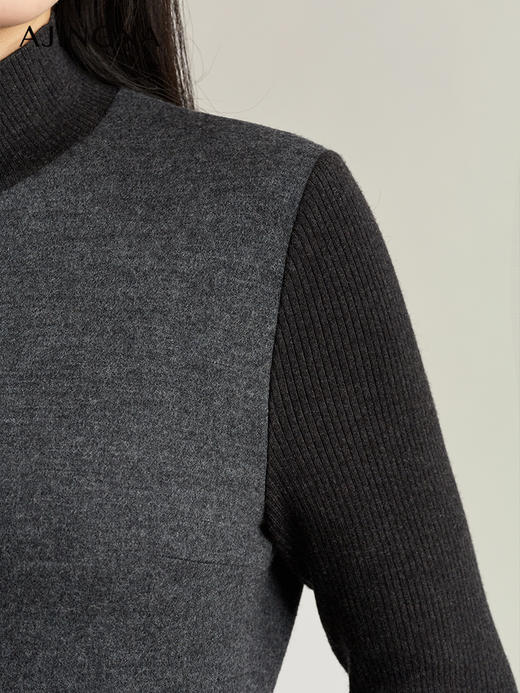 【商场同款】阿菁娜时尚两穿高领翻领针织连衣裙A28D112009 商品图4