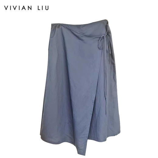 VIVIAN LIU R2424002新款时尚侧拉链前片系带不规则下摆半裙 商品图0