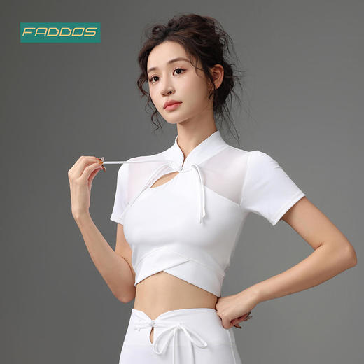 梵蒂欧（FADDOS）精致国风拼网瑜伽服短袖一体杯F2023742 商品图0