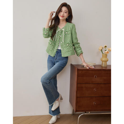 【年货节】熙世界小香风外套女秋款优雅毛边粗花呢短外套女 商品图4