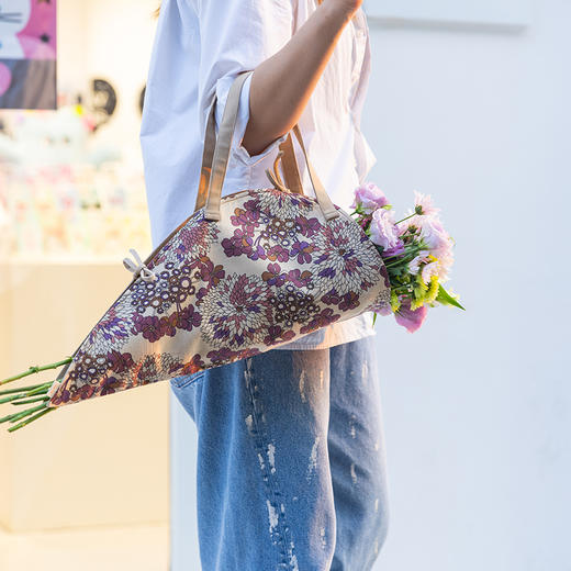 线描三色花篮干花提篮布艺花袋三色棉质粗布手提篮单件挎包高级感 商品图1