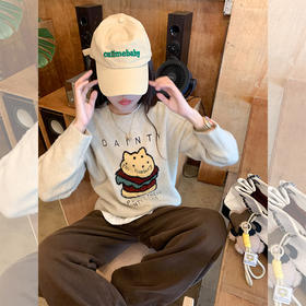 <曾小咸推荐>趣味汉堡绣花套头毛衣