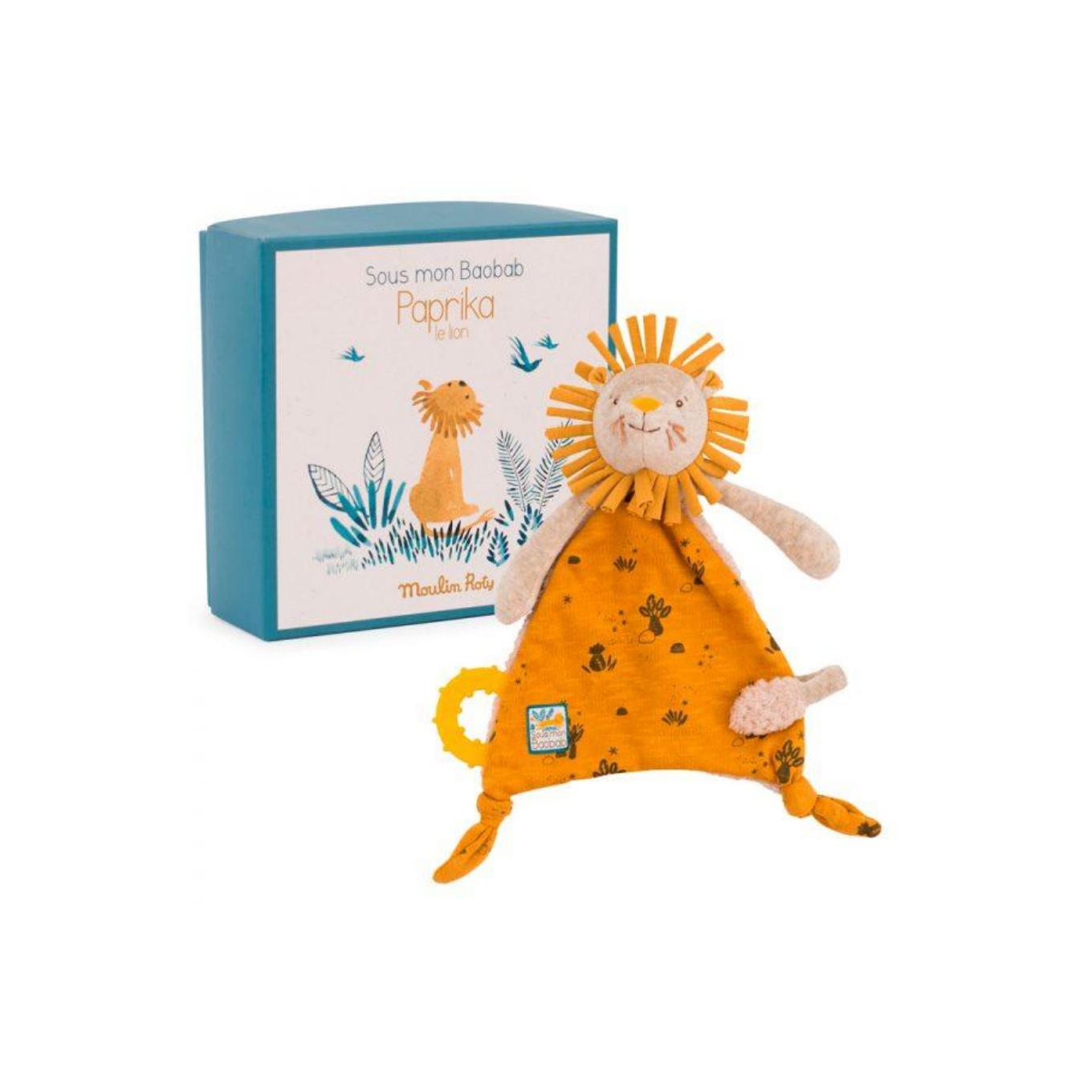 Moulin Roty 狮子小辣椒安抚巾 礼品礼盒 适合年龄0岁+ 猴面包树下系列系列 669015