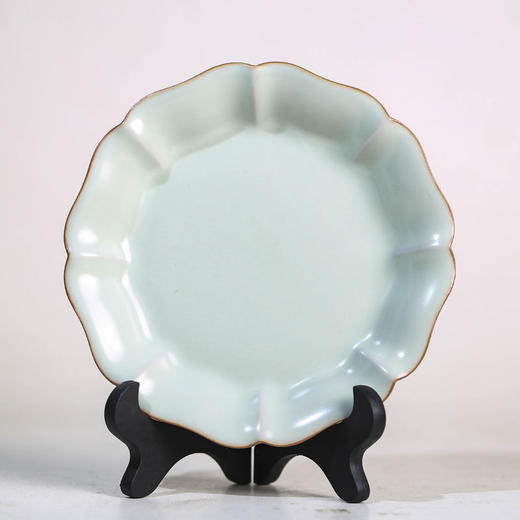 源具造器天青汝瓷葵口壶承 商品图0