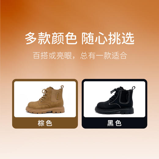 M1&M2儿童童鞋马丁靴女童加绒加厚鞋秋冬英伦风宝宝长筒靴鞋子M112404111 商品图7