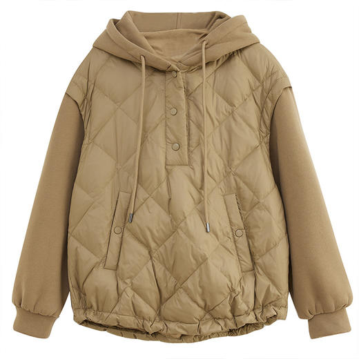 雀说卫衣拼接短款连帽棉服女宽松外套冬季新款AL1622 商品图4