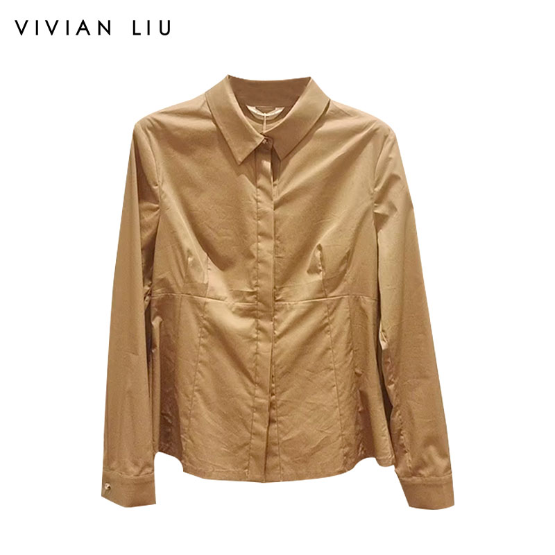 VIVIAN LIU薇薇安刘R2413002梅春女装新款时尚小翻领正肩长袖衬衫