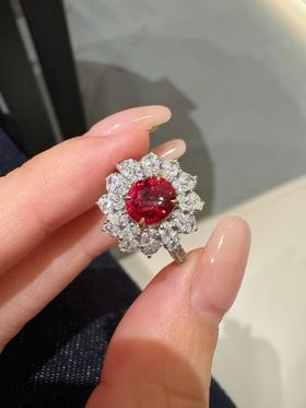 1.59ct刻面红宝石戒指