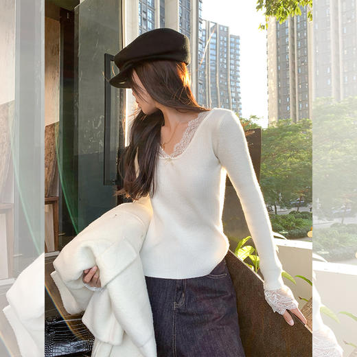 <曾小咸推荐>2色蕾丝边领打底衫 商品图3