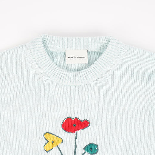 Drole de Monsieur La Maille Vase 花瓶刺绣圆领毛衣 商品图1