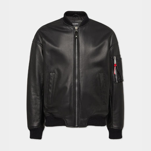 DSQUARED2 男士皮革飞行员夹克外套 黑色 S74AM1502 SY1602 900 商品图0