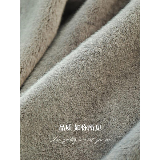 COCOBELLA高奢原色仿貂绒环保皮草外套PU腰带短款大衣FU3003-3 商品图4