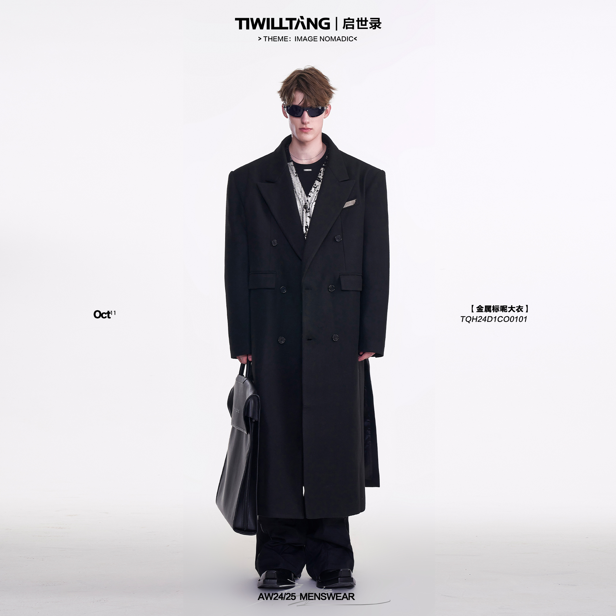 TIWLLTANG启世录"朔型爵霁"【主理人•年度*】气场呢大衣黑