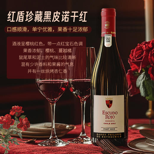 【菲利普·罗斯柴尔德男爵集团出品】红盾珍藏黑皮诺干红葡萄酒 智利迈坡谷 13%vol 商品图5