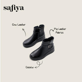 Safiya/索菲娅2024冬季休闲圆头坡跟时尚百搭短踝靴 SF44116108