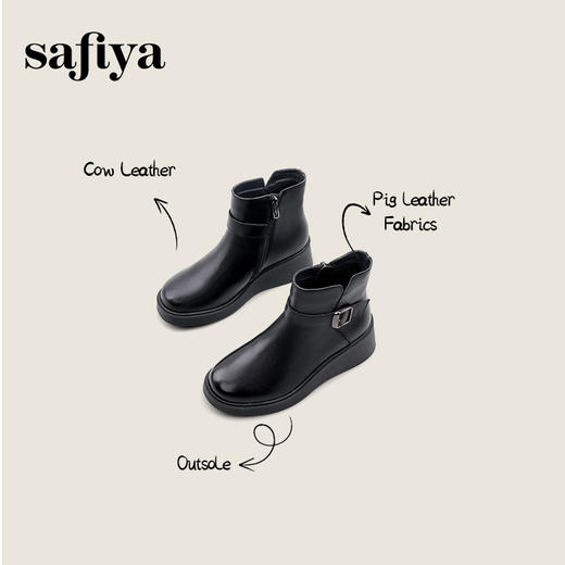 Safiya/索菲娅2024冬季休闲圆头坡跟时尚百搭短踝靴 SF44116108 商品图0
