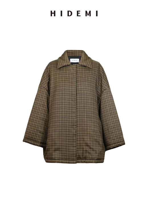 HIDEMI 【赵丽颖同款】格纹色织廓形棉服套装 外套/微喇裤 商品图10