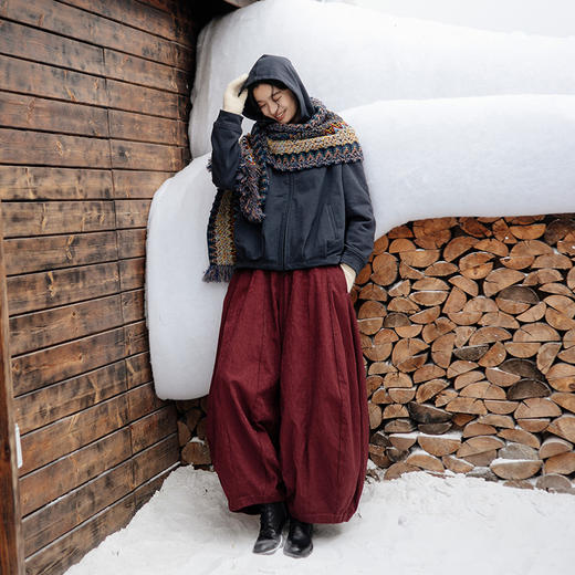 绽放876朵/结构感卫衣秋冬纯棉加绒开襟双头拉链宽松外套连帽上衣 商品图3