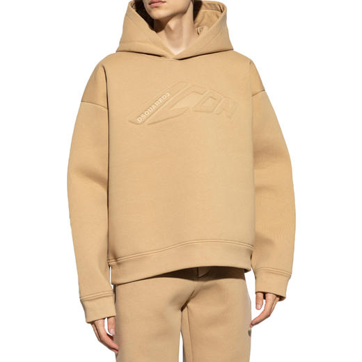 DSQUARED2 男士徽标压花棉质连帽卫衣 卡其色 S79GU0135 D25011 113 商品图1