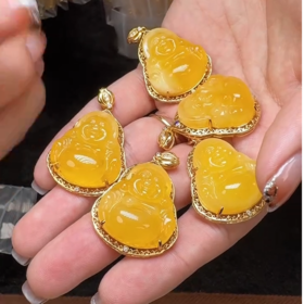 菲菲珠宝好*S925蜜蜡全包佛公约33*27mm吊坠-多样性发一