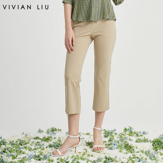 VIVIAN LIU R2437505夏女装新款时尚斜插兜修身微喇休闲长裤 商品图0