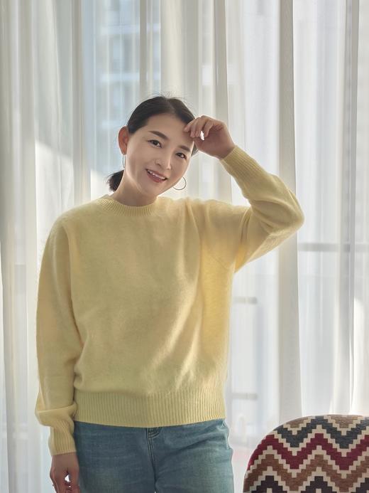 【阿琬同款】红莲 拉绒圆领羊绒衫套头衫 100%纯羊绒 软糯丝滑 显白 230g/件 商品图1