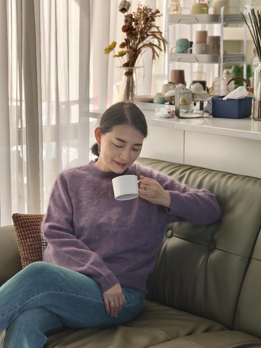 【阿琬同款】红莲 拉绒圆领羊绒衫套头衫 100%纯羊绒 软糯丝滑 显白 230g/件 商品图3