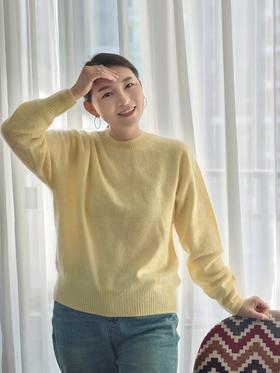 【阿琬同款】红莲 拉绒圆领羊绒衫套头衫 100%纯羊绒 软糯丝滑 显白 230g/件