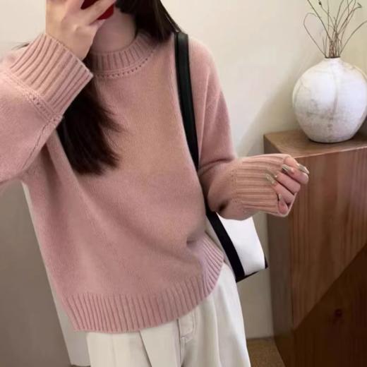 S·Y·C【悠然时光】100山羊绒圆领加厚宽松保暖毛衣女CYR240209 商品图2