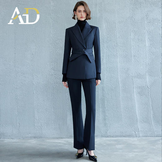 AD黑色正装女套装大学生面试职业装高级感正式场合收腰西服外套秋 商品图0