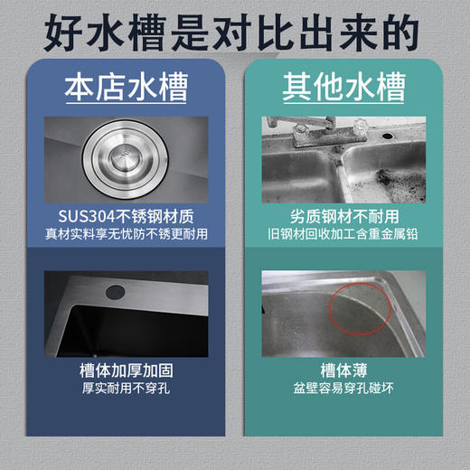 格卫森洗菜盆厨房水槽双槽304不锈钢洗碗槽洗菜池台下盆水池盆水池盆 冷热抽拉龙头套餐 纳米双槽-85*45cm 商品图5
