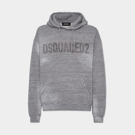 DSQUARED2 男士拉绒混色抓绒宽松版型连帽运动卫衣 灰色 S71GU0696 S25477 860M