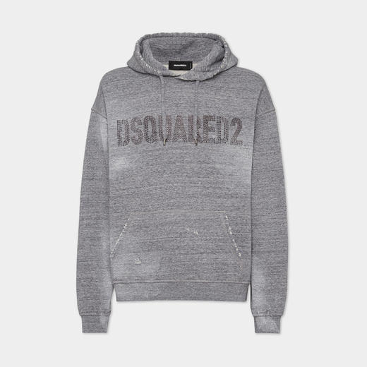 DSQUARED2 男士拉绒混色抓绒宽松版型连帽运动卫衣 灰色 S71GU0696 S25477 860M 商品图0