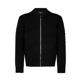 DSQUARED2 男士羊毛拉链长袖针织开衫 黑色 S71HA1320 D13061 900