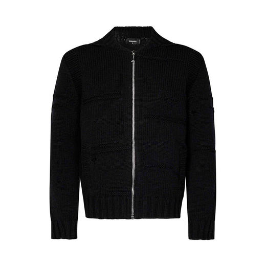 DSQUARED2 男士羊毛拉链长袖针织开衫 黑色 S71HA1320 D13061 900 商品图0