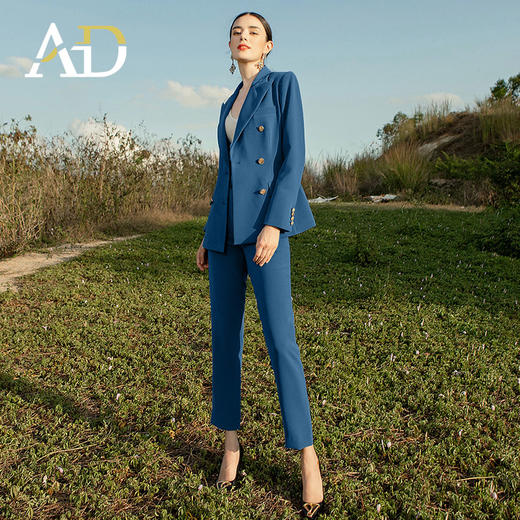 AD克莱因蓝高级感西服正装女秋冬职业装气质女神范总经理西装套装 商品图0