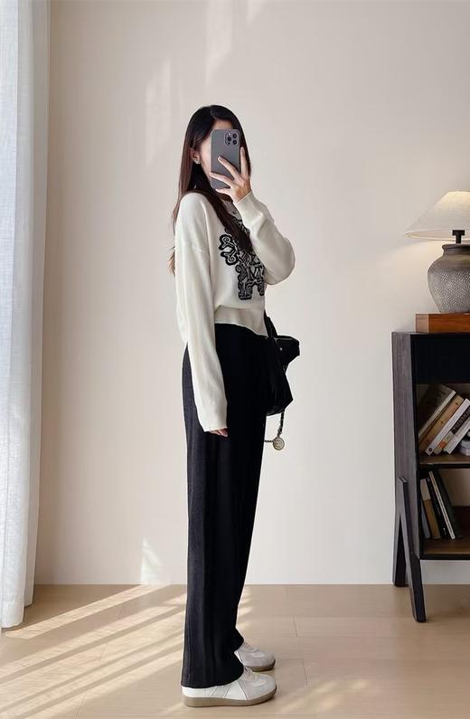 新款含650g醋酸羊毛厚款松紧腰年糕显瘦直流裤 商品图11