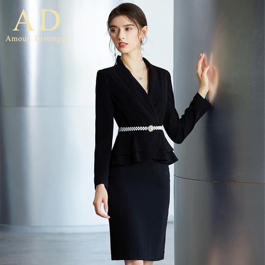 AD高端名媛气质套装工作服女轻熟风西装套装包臀裙职业装两件套秋 商品图1