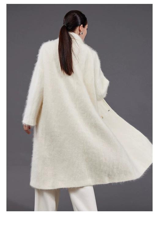 「Lo*o Pi*na同款」红莲拉绒羊绒长款翻领大衣 白色/紫色/灰色（爆款！预售15天内发货） 商品图3