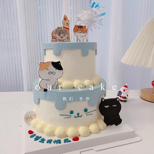 6+4小双层历史是一群喵卡通蛋糕-低糖处理无添加 商品图1