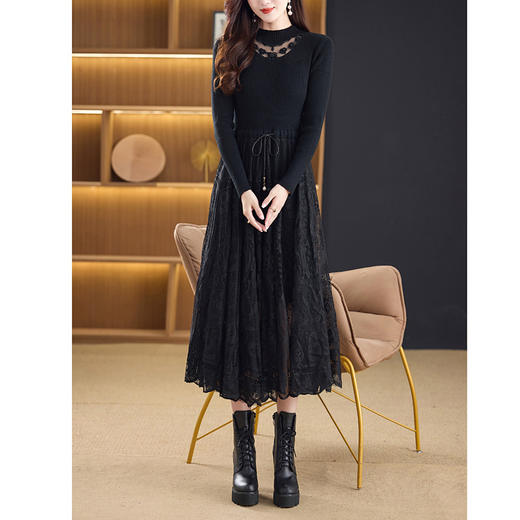 QYHCBB560针织连衣裙女装新品韩版修身中长款时尚毛衣裙a字裙洋气显瘦裙子 商品图3